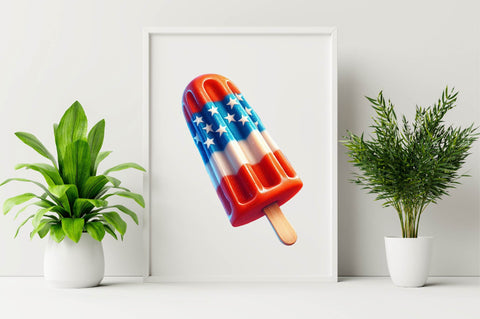 Watercolor Patriotic Popsicle Clipart Sublimation SVGArt 