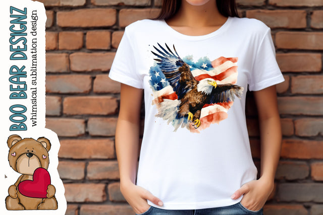 Watercolor Patriotic Sublimation design Sublimation Boo Bear Designz 