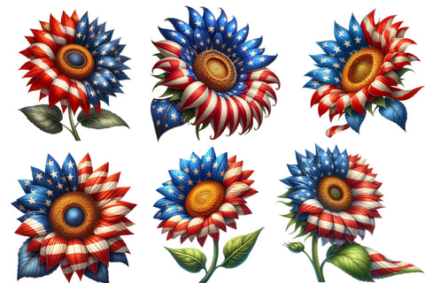 Watercolor Patriotic Sunflower Clipart Sublimation Rupkotha 