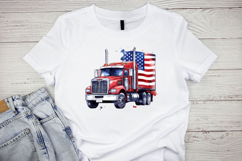 Watercolor Patriotic Truck Sublimation Clipart Bundle Sublimation Designangry 
