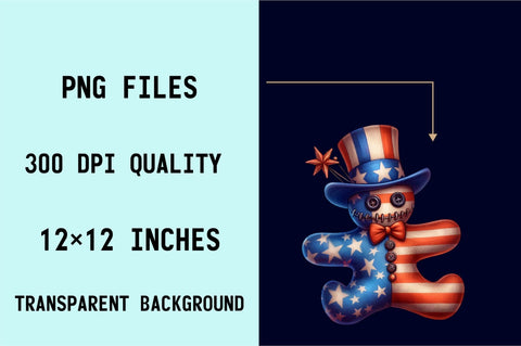Watercolor Patriotic Voodoo Doll Sublimation Clipart Bundle Sublimation SVGArt 