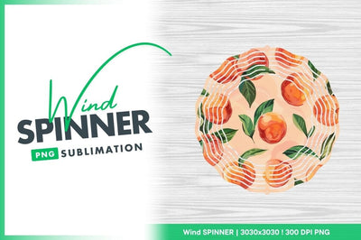 Watercolor Peach Pattern Wind Spinner Round Png Sublimation Regulrcrative 