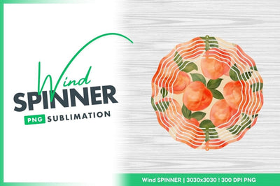 Watercolor Peach Pattern Wind Spinner Round Png Sublimation Regulrcrative 