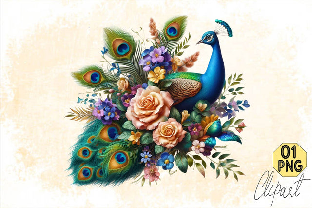 Watercolor Peacock Bouquets PNG Sublimation Clipart Sublimation SVGArt 
