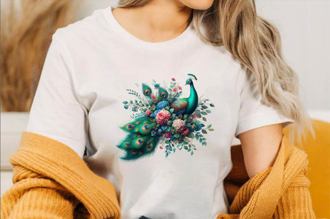 Watercolor Peacock Bouquets Sublimation Clipart Sublimation SVGArt 