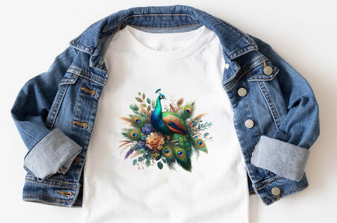 Watercolor Peacock Bouquets Sublimation Clipart Sublimation SVGArt 