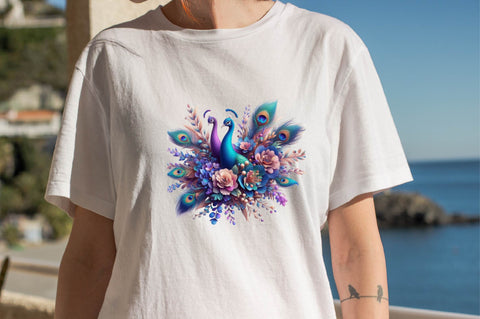 Watercolor Peacock Bouquets Sublimation Clipart Sublimation SVGArt 