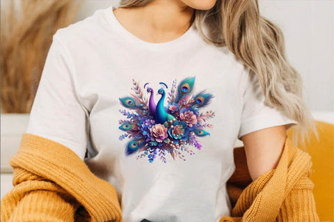 Watercolor Peacock Bouquets Sublimation Clipart Sublimation SVGArt 