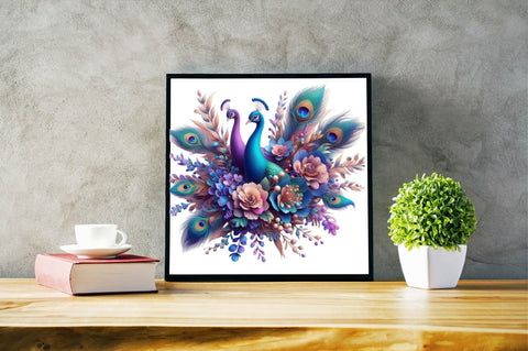 Watercolor Peacock Bouquets Sublimation Clipart Sublimation SVGArt 