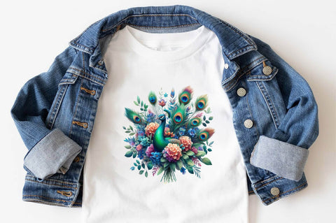 Watercolor Peacock Bouquets Sublimation Clipart Sublimation SVGArt 