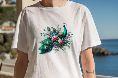 Watercolor Peacock Bouquets Sublimation Clipart Sublimation SVGArt 