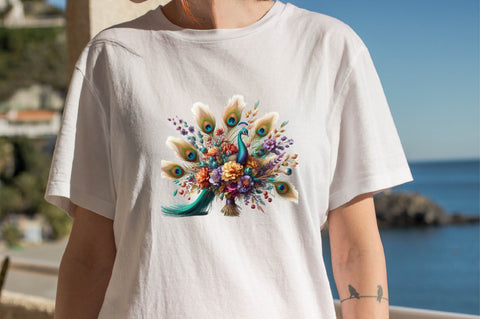 Watercolor Peacock Bouquets Sublimation Clipart Sublimation SVGArt 