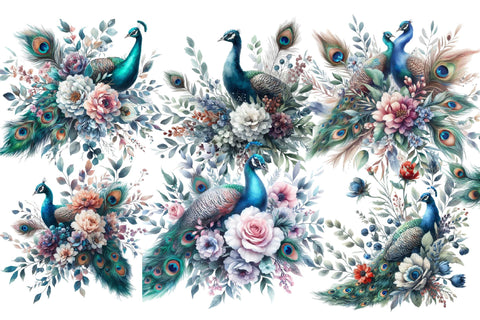 Watercolor Peacock Bouquets Sublimation Rupkotha 
