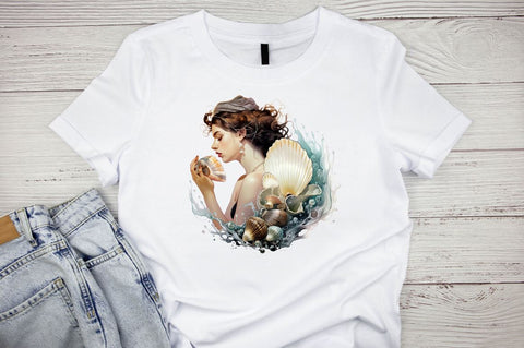 Watercolor Pearl and Seashells Sublimation Clipart Bundle Sublimation Designangry 