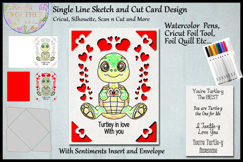 Watercolor Pens | Cricut Joy Cards - Love Turtle Sketch DESIGN DrawnTogether with love 