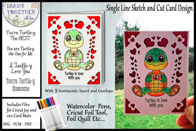 Watercolor Pens | Cricut Joy Cards - Love Turtle Sketch DESIGN DrawnTogether with love 