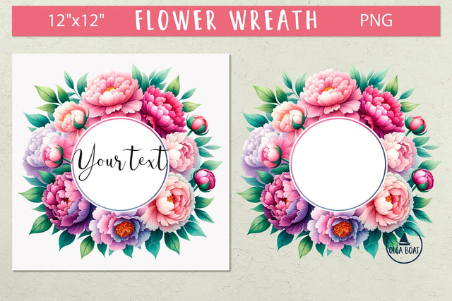 Watercolor peony wreath wreath clipart | Flower wreath png Sublimation Olga Boat Design 