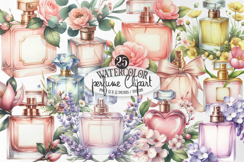 Watercolor Perfume Clipart Sublimation SVGista 