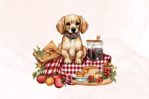 Watercolor Picnic Dog Sublimation Clipart Bundle Sublimation Designangry 