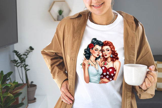 Watercolor Pin Up Besties Sublimation Clipart Bundle Sublimation Designangry 