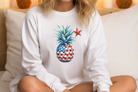 Watercolor Pineapple 4th July Clipart Sublimation Rupkotha 