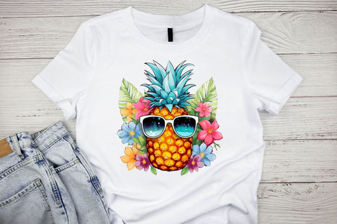 Watercolor Pineapple Summer Sublimation Clipart Bundle Sublimation Designangry 