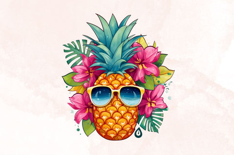 Watercolor Pineapple Summer Sublimation Clipart Bundle Sublimation Designangry 