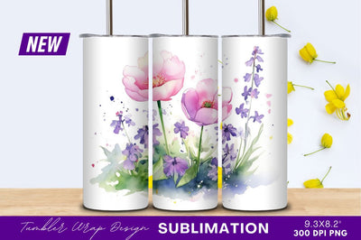 Watercolor pink and purple flower illustration Sublimation Regulrcrative 