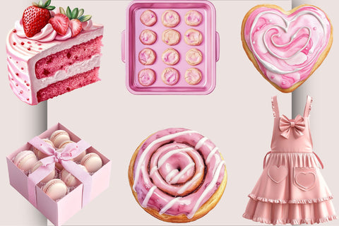 Watercolor Pink Baking Clipart Sublimation SVGArt 