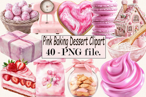Watercolor Pink Baking Clipart Sublimation SVGArt 