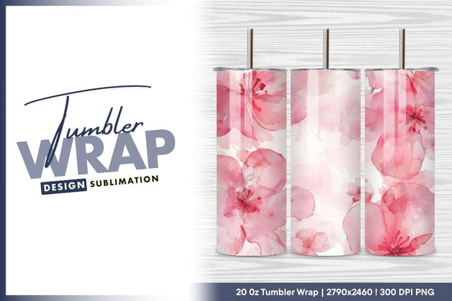 Watercolor pink floral background tumbler png Sublimation Regulrcrative 