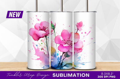 Watercolor pink flowers for tumbler png design Sublimation Regulrcrative 