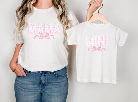 Watercolor Pink Gingham Mama DTF Transfer Physical So Fontsy T-Shirt Iron-On Transfer Shop
