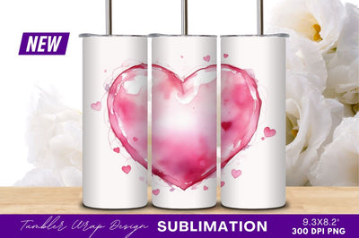 Watercolor pink heart shape with small hearts Sublimation Regulrcrative 