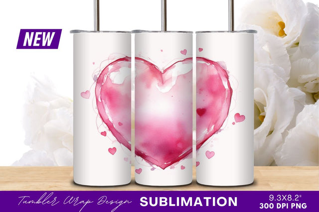 Watercolor pink heart shape with small hearts Sublimation Regulrcrative 