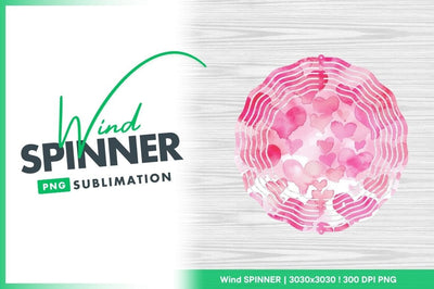 Watercolor pink hearts background wind spinner round png Sublimation Regulrcrative 
