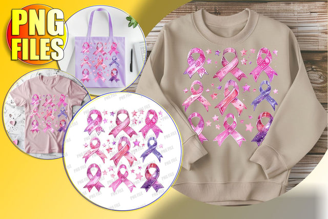 Watercolor Pink Ribbon Breast Cancer Clipart Sublimation afrosvg 