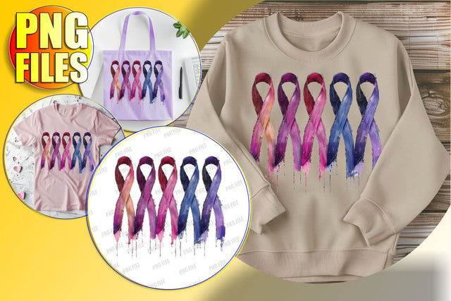 Watercolor Pink Ribbon PNG Art Sublimation afrosvg 