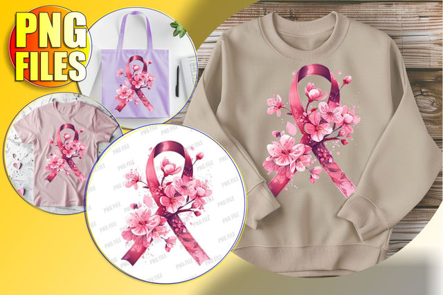 Watercolor Pink Ribbon PNG Design Sublimation afrosvg 