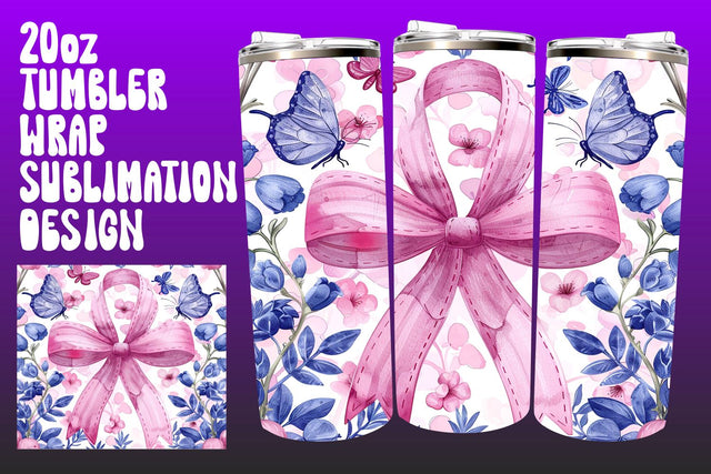 Watercolor Pink Ribbon Tumbler Wrap Sublimation afrosvg 