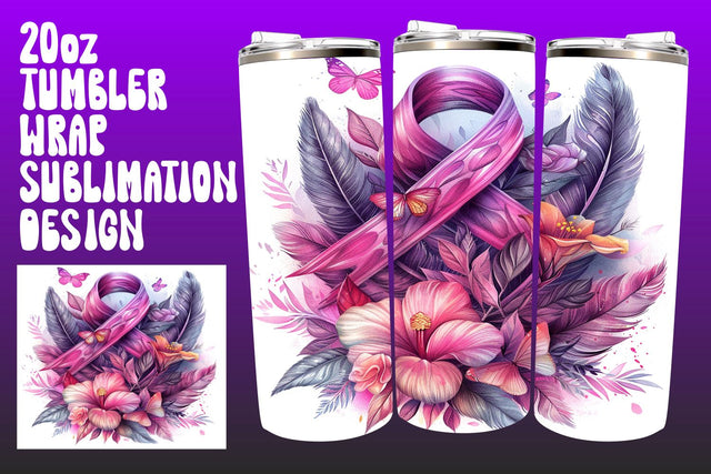Watercolor Pink Ribbon Wrap for Cancer Sublimation afrosvg 