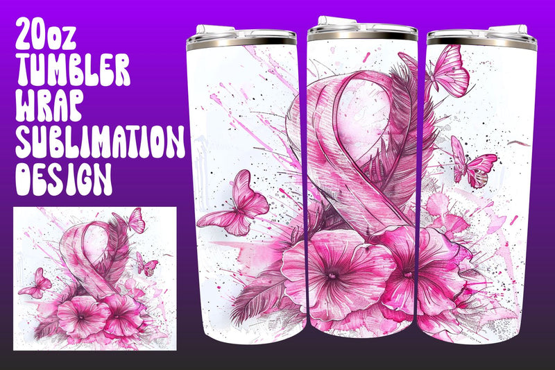 Watercolor Pink Ribbon Wrap Sublimation afrosvg 