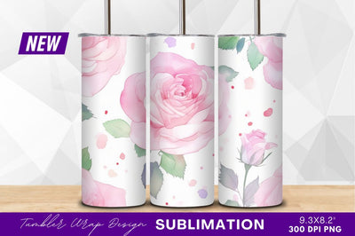 Watercolor pink rose floral seamless pattern Sublimation Regulrcrative 