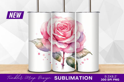 Watercolor pink rose flower isolated image Sublimation Regulrcrative 