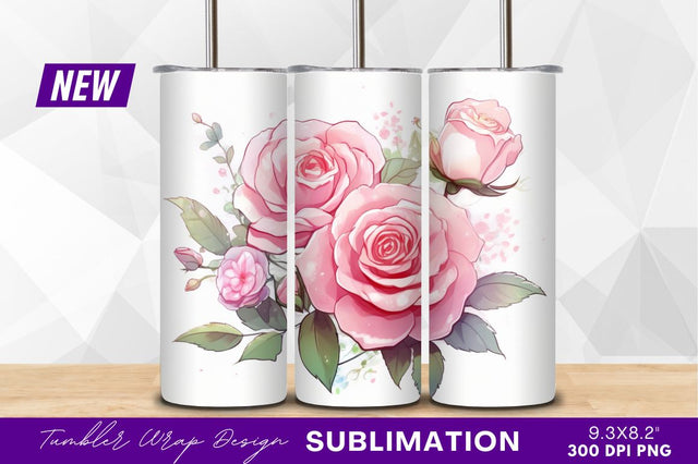 Watercolor pink roses floral clipart png Sublimation Regulrcrative 
