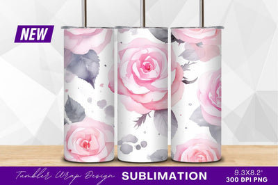 Watercolor pink roses floral pattern clipart png Sublimation Regulrcrative 