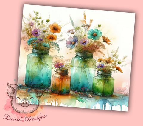 Watercolor Plant Tumbler, Gardening Design, Plant Lady Wrap, Sublimation PNG, 20oz Tumbler, Plant Lover Gift, Floral Tumbler Sublimation Lara' s Designs 