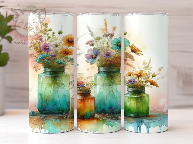 Watercolor Plant Tumbler, Gardening Design, Plant Lady Wrap, Sublimation PNG, 20oz Tumbler, Plant Lover Gift, Floral Tumbler Sublimation Lara' s Designs 