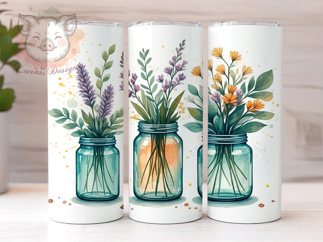 Watercolor Plant Tumbler, Gardening Design, Plant Lady Wrap, Sublimation PNG, 20oz Tumbler, Plant Lover Gift, Floral Tumbler Sublimation Lara' s Designs 