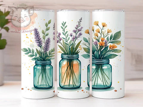 Watercolor Plant Tumbler, Gardening Design, Plant Lady Wrap, Sublimation PNG, 20oz Tumbler, Plant Lover Gift, Floral Tumbler Sublimation Lara' s Designs 